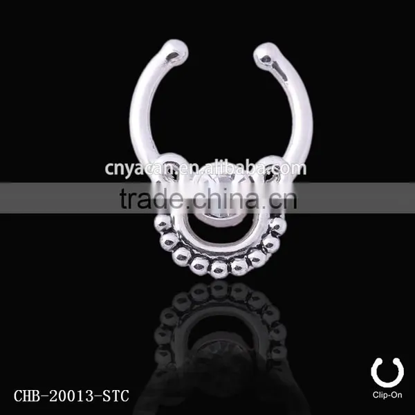 Single Gem Bull Nose Ring Style Indian Style Nose Rings