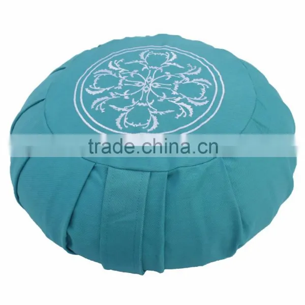 Zafu Meditation Cushion Circular Pillow Solid Color With Embroidery 100% Cotton Canvas photo-3