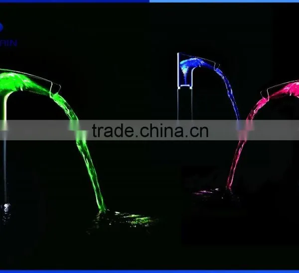 Lavatory Basin Faucet LED Brass Basin Mixer Wall Mounted Basin Tap photo-3