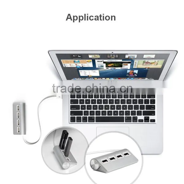Premium Aluminum 4 Port USB Hub 2.0 Hub for Mac MacBook Air Pro Ultrabooks,Microsoft Surface RT Laptops OEM SUPPORT photo-2