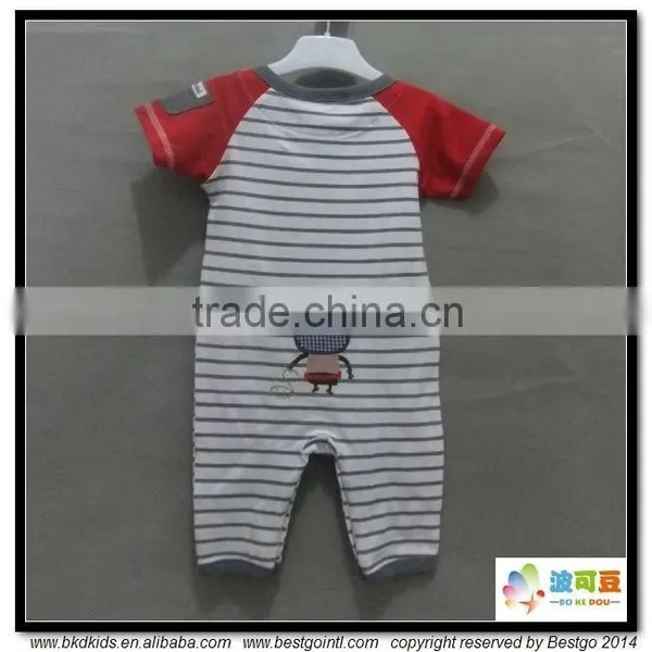 BKD 2016 Contrast Color Pockets Baby Boys Romper and Flock Printed Baby Clothes photo-6