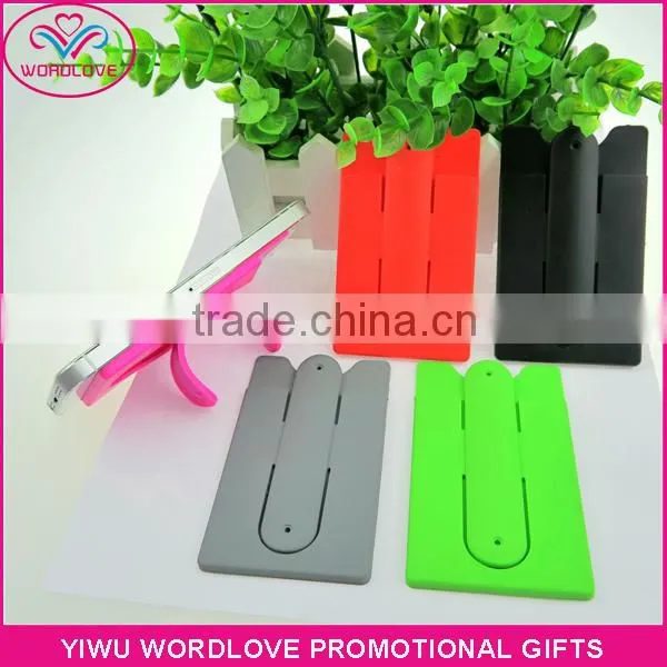 Printing Logo Custom Gift Multifunction Smart Wallet 3M Sticky Silicone Mobile Card Holder With Slap Stand for Advertising photo-4