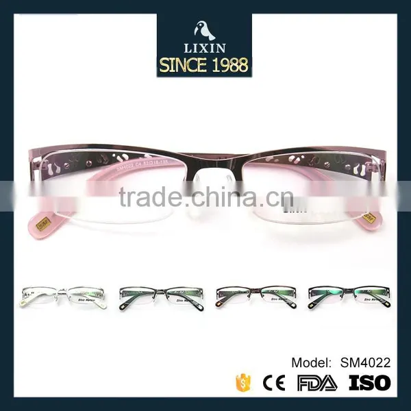 Fashion Design Metal Half-Rim Glasses Frame Women Hollow Pink/Gunmental/Silver/Bronze/Black Frame SM4022 photo-3