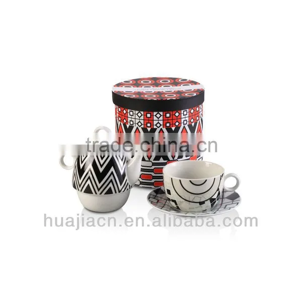 HJCF006-271 Red Color Design Transparent Ceramic Cup With Lid