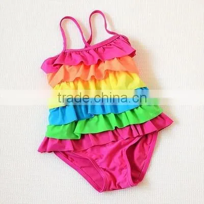 New Children's Swimsuit Girl's Conjoined Skirt Cute Rainbow Swimsuit Lovely Baby Swimsuit photo-2