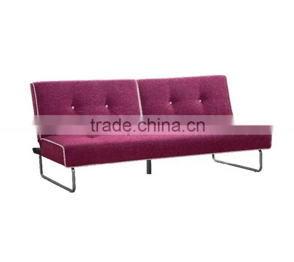 Living Room or Hotel Use Simple Style Fabric Purple Folding Sofa Bed With Metal Leg photo-2
