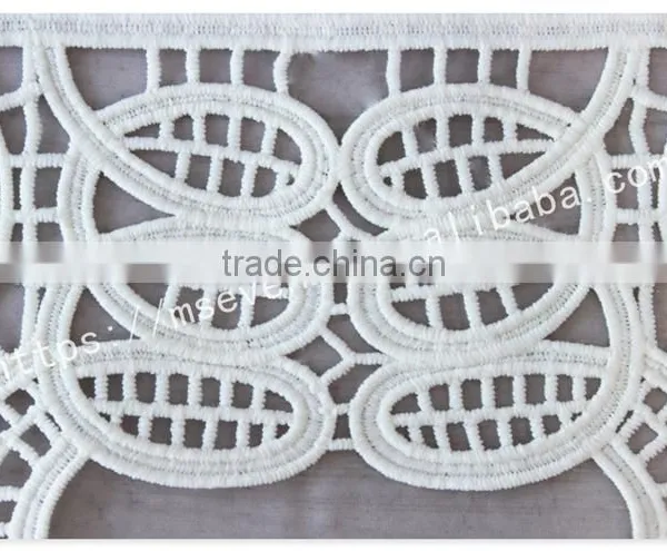 High Quality 13.5cm Width Water Soluble Polyetser Crochet Trim in White photo-3