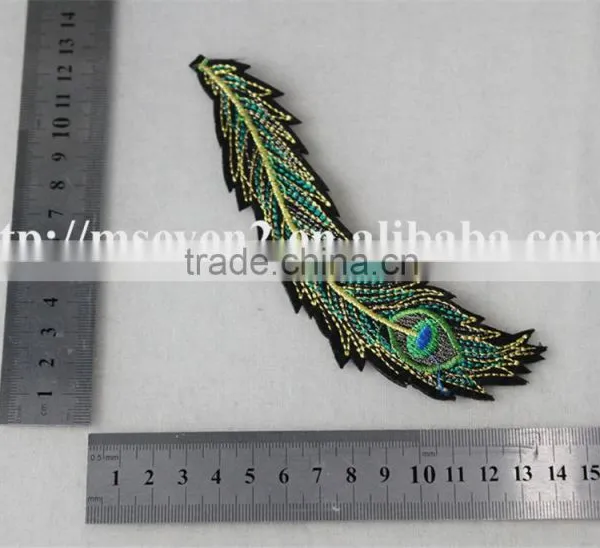 Good Looking Green Color Applique Embroidery Design Patch Peacock Feathers Decoration Garment photo-6