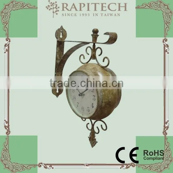Double Face Outdoor Metal Thermometer Rotating Wall Clock photo-3