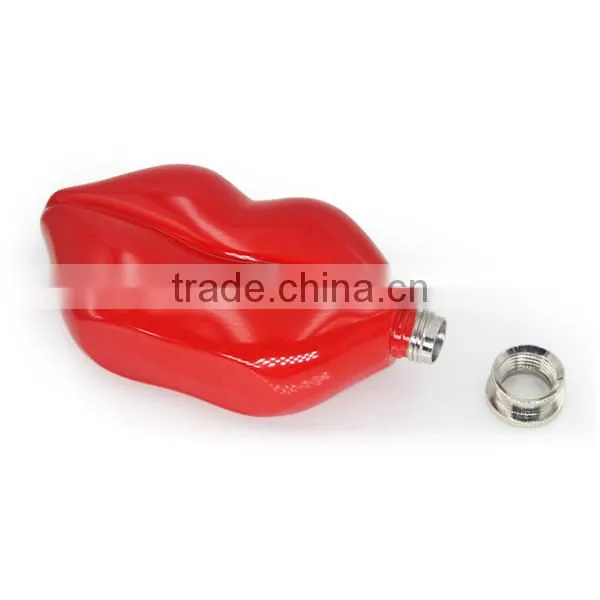 5 oz Red Lips Stainless Steel Hip Flask photo-4