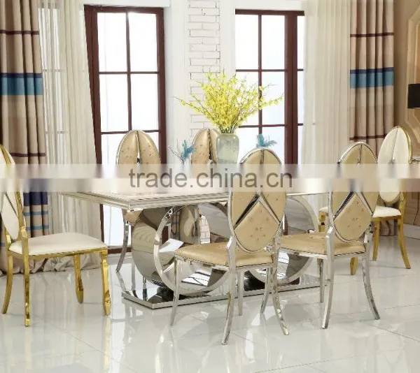 2016 Luxury Stainless Steel Dining Table/ Elegant Marble Dining Table for Wholesale AH068 photo-5