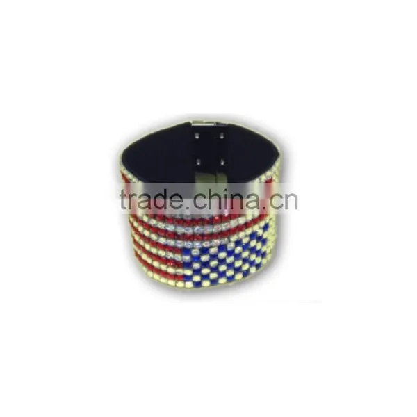 Acrylic Gem/Rhinesone Bracelet With Zinc Alloy Locking Part, Hot Sale Gift Leather With Crystal Gem Decoration photo-2