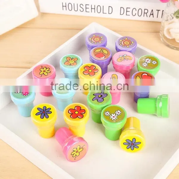 Kids Cartoon Flower Stamp Children Custom Plastic Rubber Self Inking Stampers Toys 60pcs/lot Scrapbooking Stamp photo-2
