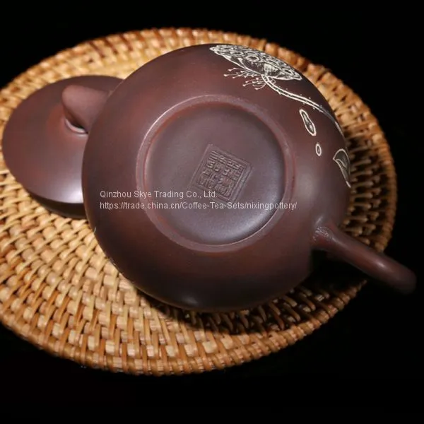 Nixing Pottery Fishes Play With Lotuses Teapot Family Use Tea Pot Chinese Pure Handmade Ceramic Teapot photo-3