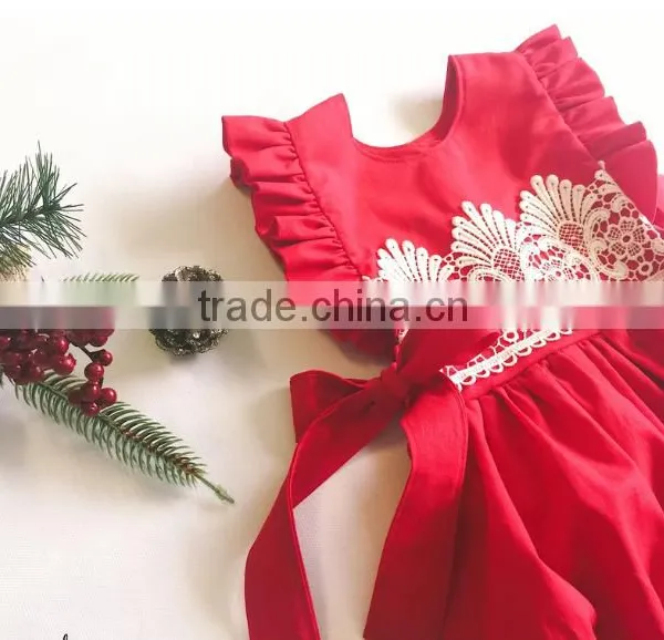 Baby Girls Christmas Red Bubble Infant Baby First Christmas Lace Rompers Clothing photo-3