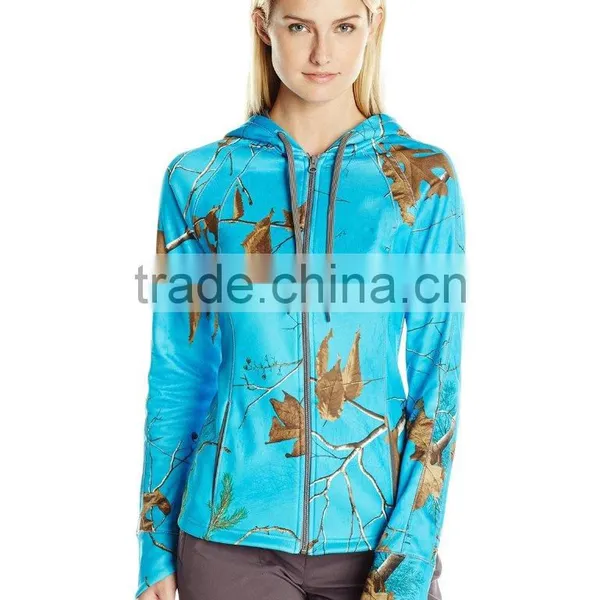 Latest Women Lightweight Camo Sweatshirt Zip Pullover Hoodies Sweatshirts Wholesale Organic photo-2