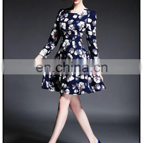 Woman Long Sleeve Print Dress Wholesale, Fashion Western Dress 2016 photo-4