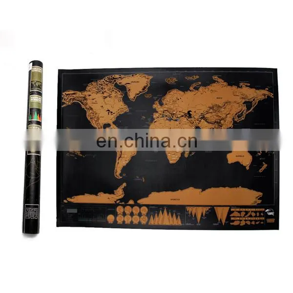 2017 Travle Wall World Map Mini Scratch off Foil Layer Coating Poster photo-2