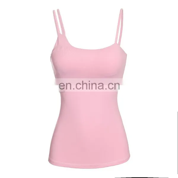 Solid Pink Yoga Padding Camisole custom womens workout tank top