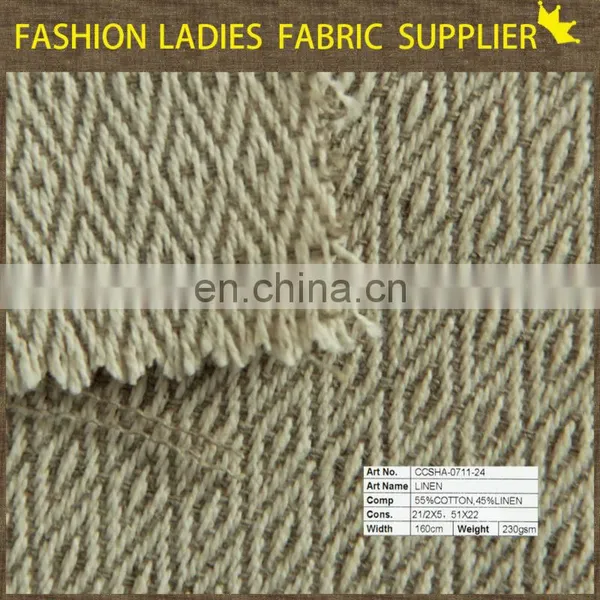 lozenge linen fabric for home sofa carpet,55%linen 45%cotton mixed linen fabric