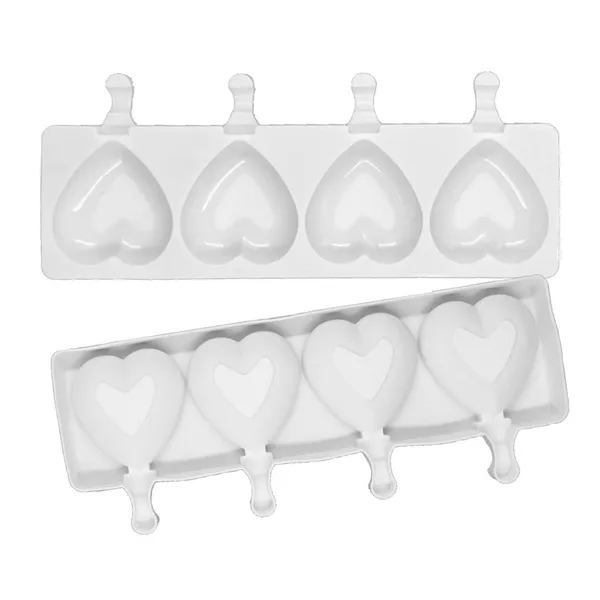 4 Cavity Ice Cream Mold Heart Shape Silicone Popsicle Form Maker Ice Lolly Moulds Ice Cube Tray For Party Bar Decoration photo-2
