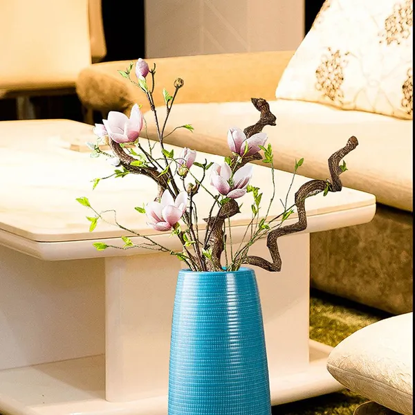 Hand Made American Countryside Style Blue Ceramic Dry Flower Vase For Showroom Hotel photo-3
