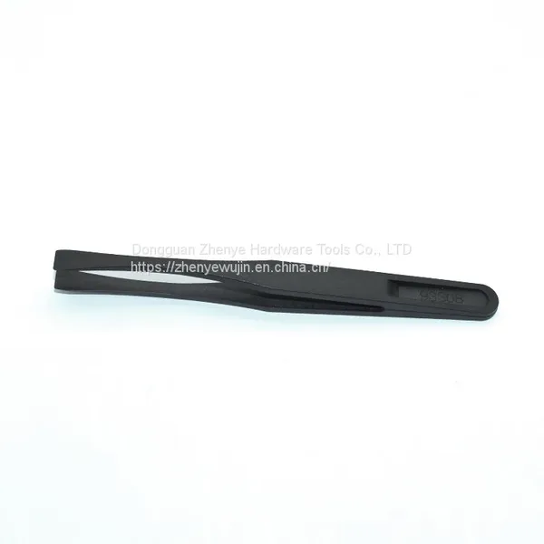 Plastic Tweezers Black Carbon Fiber Tweezers Round Nose Pointed Nose Flat Nose Elbow Pointed Nose Multifunctional Clip 93308 photo-3