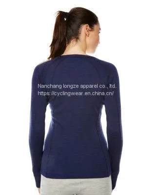 Women's Thermal Underwear Jacquard Merino Wool Long Sleeve Thermal Base Layer photo-3