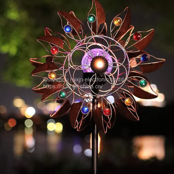Solar Wind Spinner Multi-Color LED Lighting With Kinetic Wind Aculptures photo-4