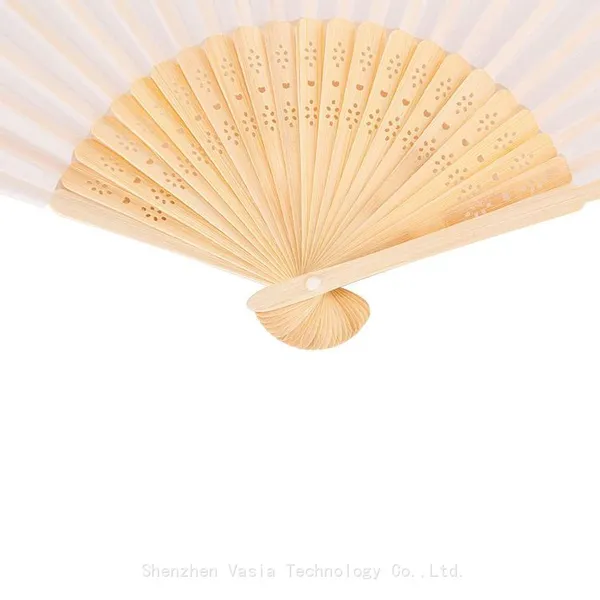 Personalized Wedding Favor Guest Custom Logo Silk Bamboo Folding Hand Fan With Organza Bag photo-2