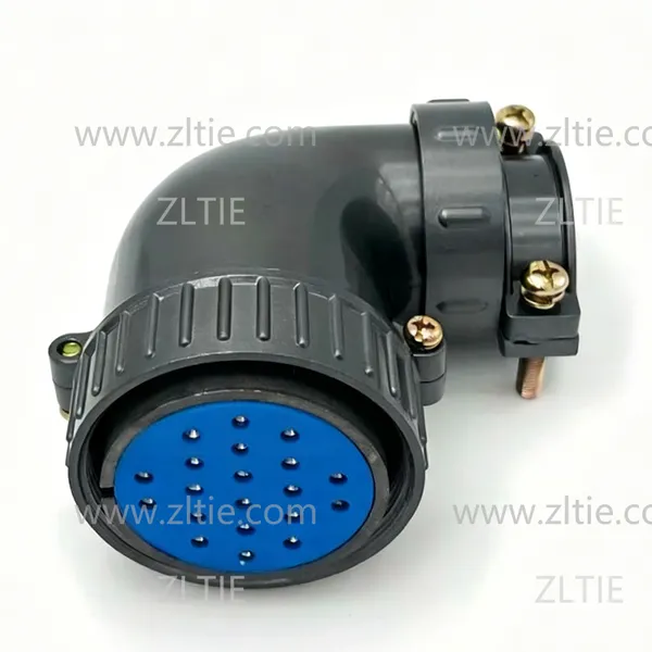 Waterproof P48 Series 20-Pin Angled Female Cable Plug With Unshielded Tail Attachment