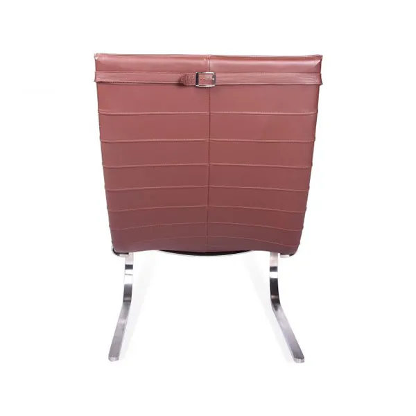 PK20 Chair Poul Kjaerholm 1967 Replica, Minimalist Leather Lounge Chair With Polished Stainless Steel Base photo-3