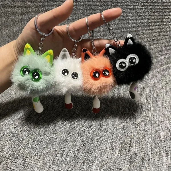 Star Eye Cat Pom Pom Keychain photo-2