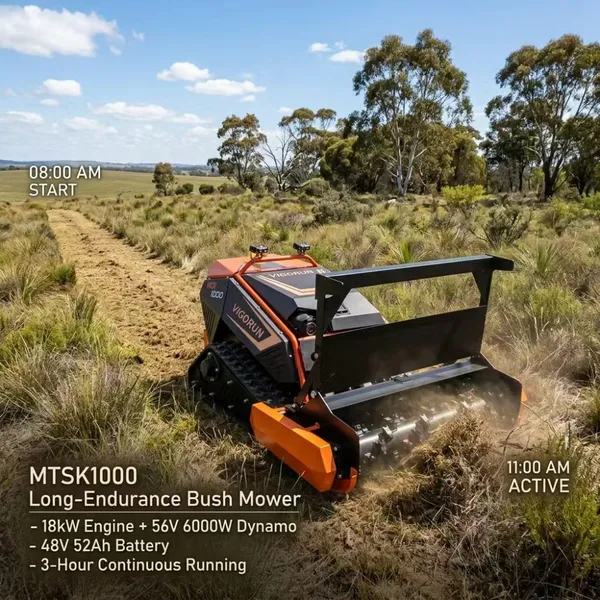 Vigorun MTSK1000 Loncin двигатель на бензине объемом 764 куб. см. дистанционно управляемый лесной молотильщик для тяжелых лесных работ
