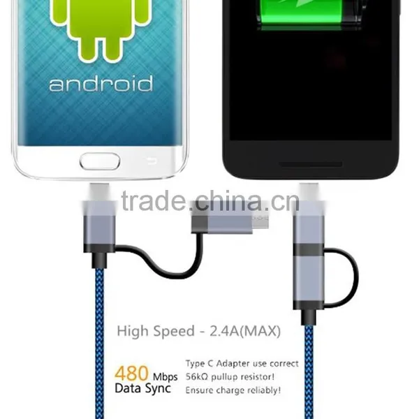 Durable Aluminum Electric Wire Micro USB + USB-C Data Cable photo-6