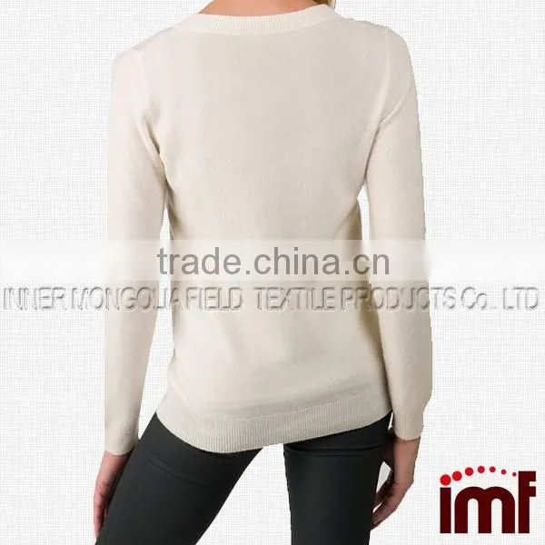 Women's 100% Cashmere Long Sleeve Crew Neck Sweater photo-3
