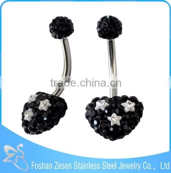 BR01746 Body Piercing Sapphire Crystal Heart Shaped 16 Gauge Navel Rings photo-2