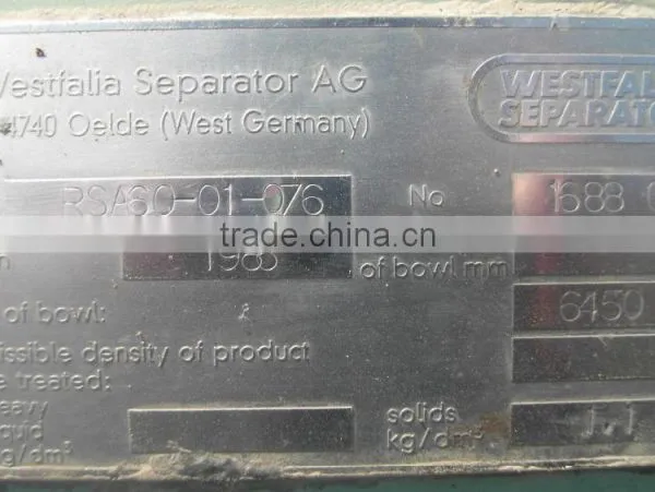 Used Second-hand Westfalia Disc Separator RSA60 photo-6