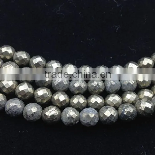 8mm Round Faceted Pyrite Loose Beads for Sales photo-3