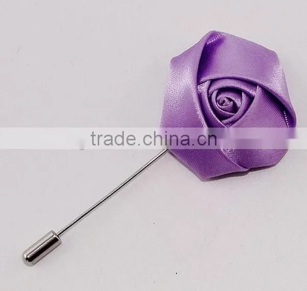 Silk Rose Flower Corsage Long Pin Brooch For Men's Suits Wedding Occasion photo-6