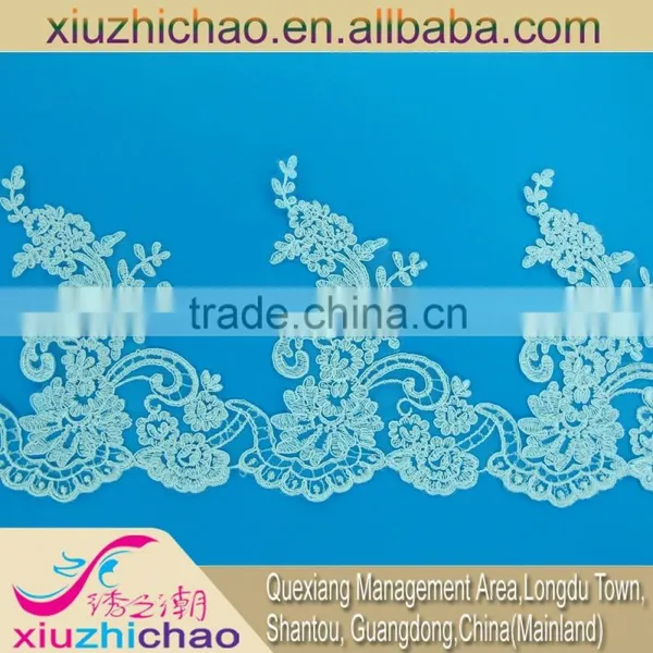 OEM fancy polyester embroidery bridal dress garment decoration lace trim