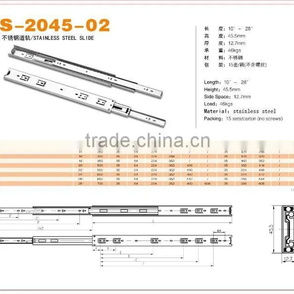 Stainless Steel Full Extension Drawer Slide photo-2