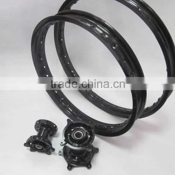 Motorcycle Wheels:CRF 125/250/450 Motorcycle Complete Wheel Sets:Black Hubs With Black Rims 1.60-21" and 1.85-19" photo-3