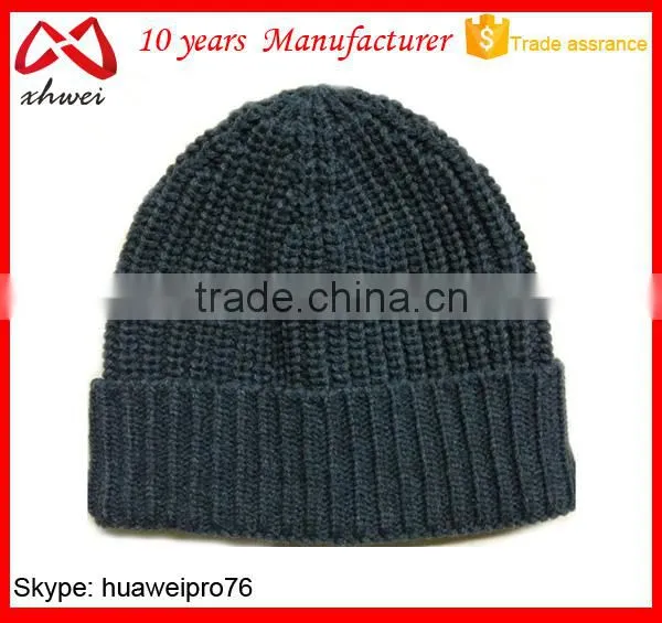 Blank for Logo Design Warm Men's Knit Slouch Hat Custom Knit Acrylic Beanie photo-5
