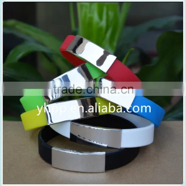 Custom Design Candy Colour Fshion Silicon Wristband Bracelet With Stainless Steel Ornament Piece photo-5