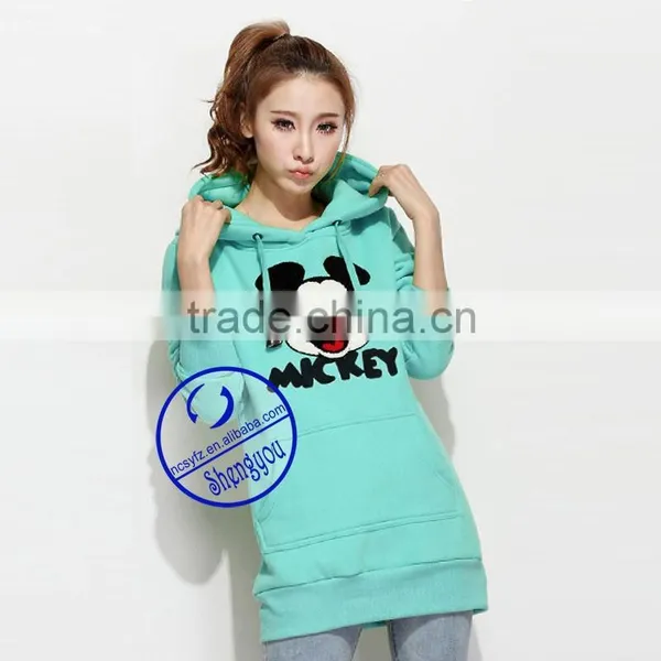 Custom Wholesale Women Extra Long Fleece Hoodies With Embroidered photo-6