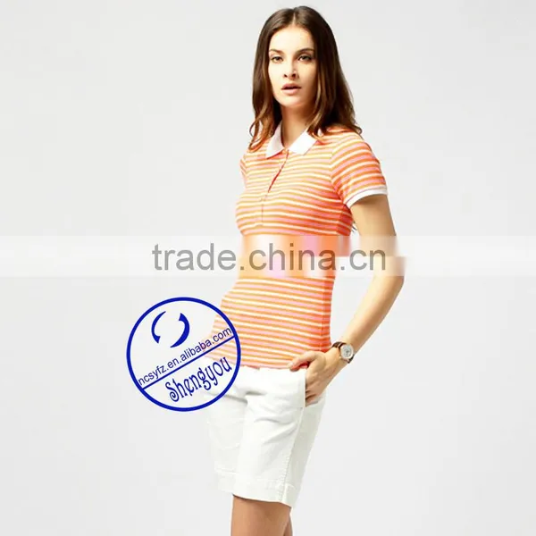 100 Cotton Yarn Dyed Women Polo Shirt Manufactures in China photo-2