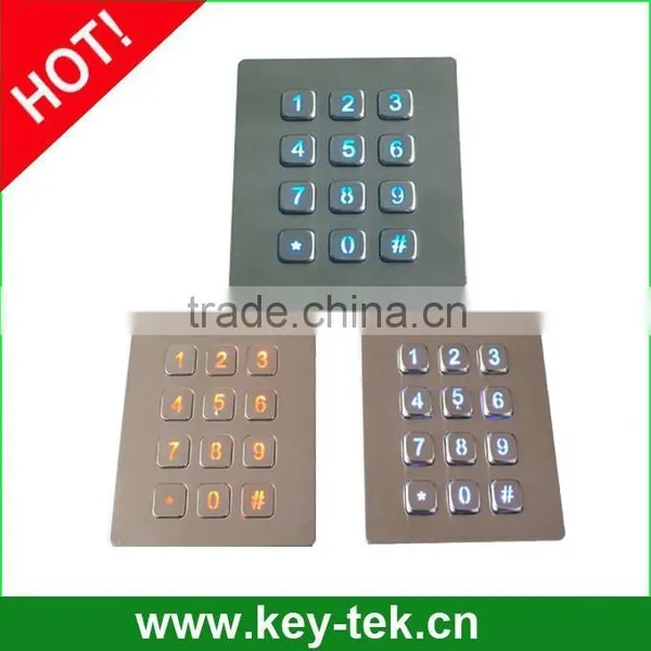 Outdoor Panel Mount Metal Illuminated Numeric 4x3 Keypad photo-2