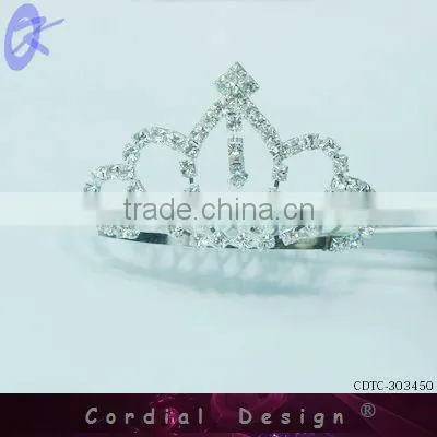 2013 Hot Sale Mini Alloy Tiara Comb Wtih Crystal For Girls