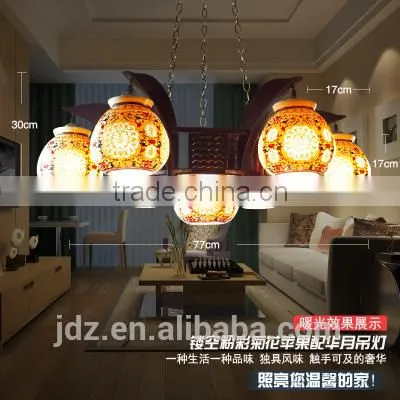 Modern Decorative Ceiling Lamp, Ceramic Carved Wood Ceiling Light photo-4